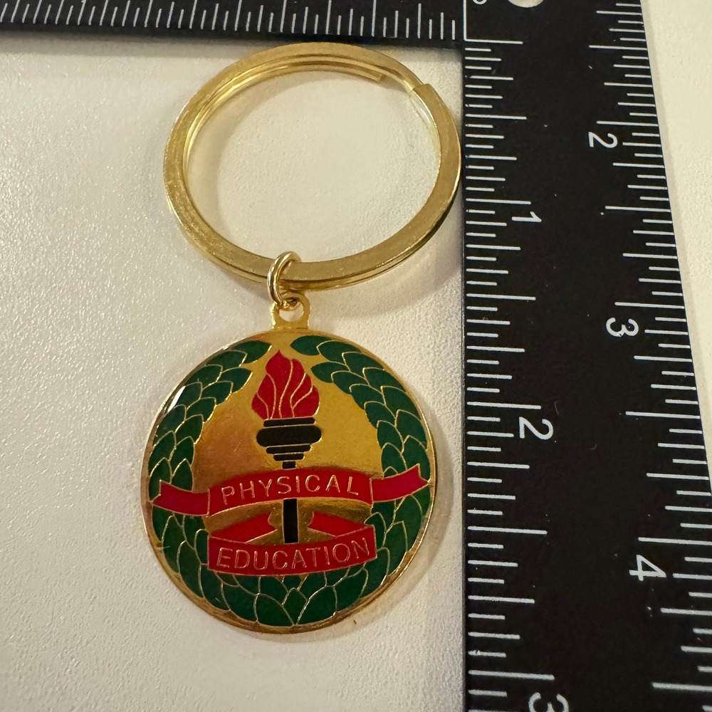 Physical Education‎ PE Keychain Award Gift Torch Medal Key Ring
